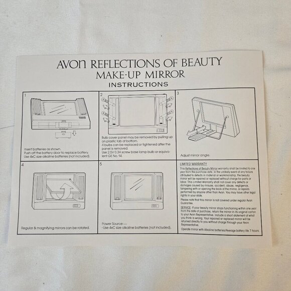 VTG Avon Light Up Make Up & Magnifying Mirror Battery Operated NWT Dead Stock - Picture 9 of 12